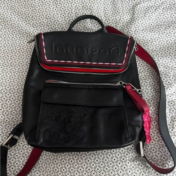 Desigual Handbags - Desigual Black Backpack with Red and Pink Accents